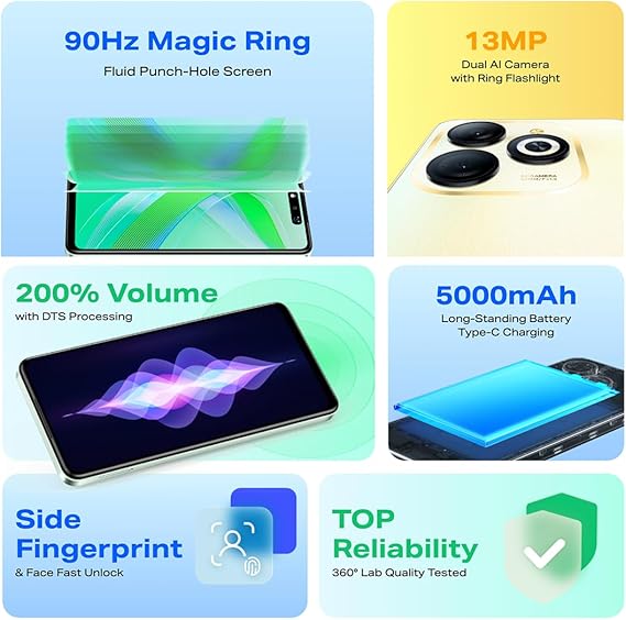 INFINIX Smartphone Smart 8, 3GB 64GB - Dorado + Servicio Maya Móvil Plus 3GB vigencia 30 días