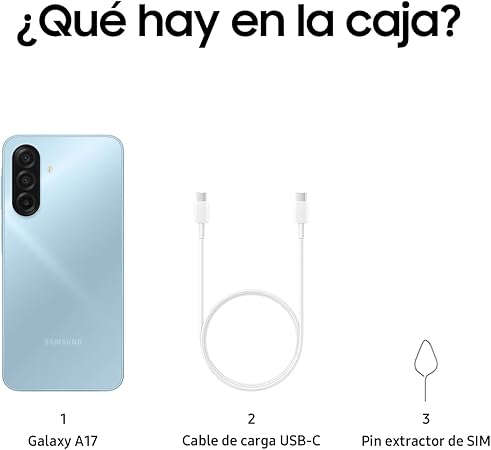 Samsung A17 6GB, 128GB - Azul claro + Servicio Maya Móvil Eco 2GB vigencia de 30 días.