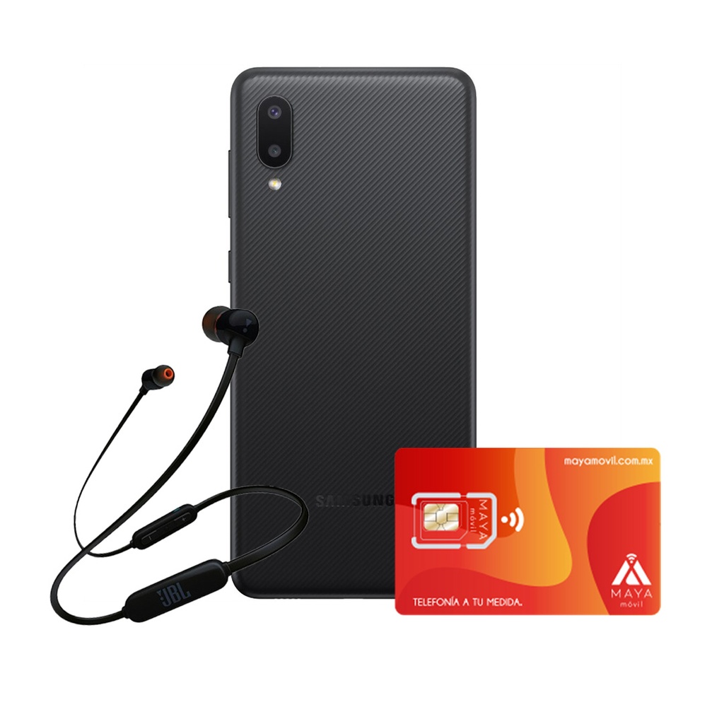 Samsung Galaxy A02 Dual SIM rojo con servicio Maya Movil Plus gratis y audifonos JBL de regalo