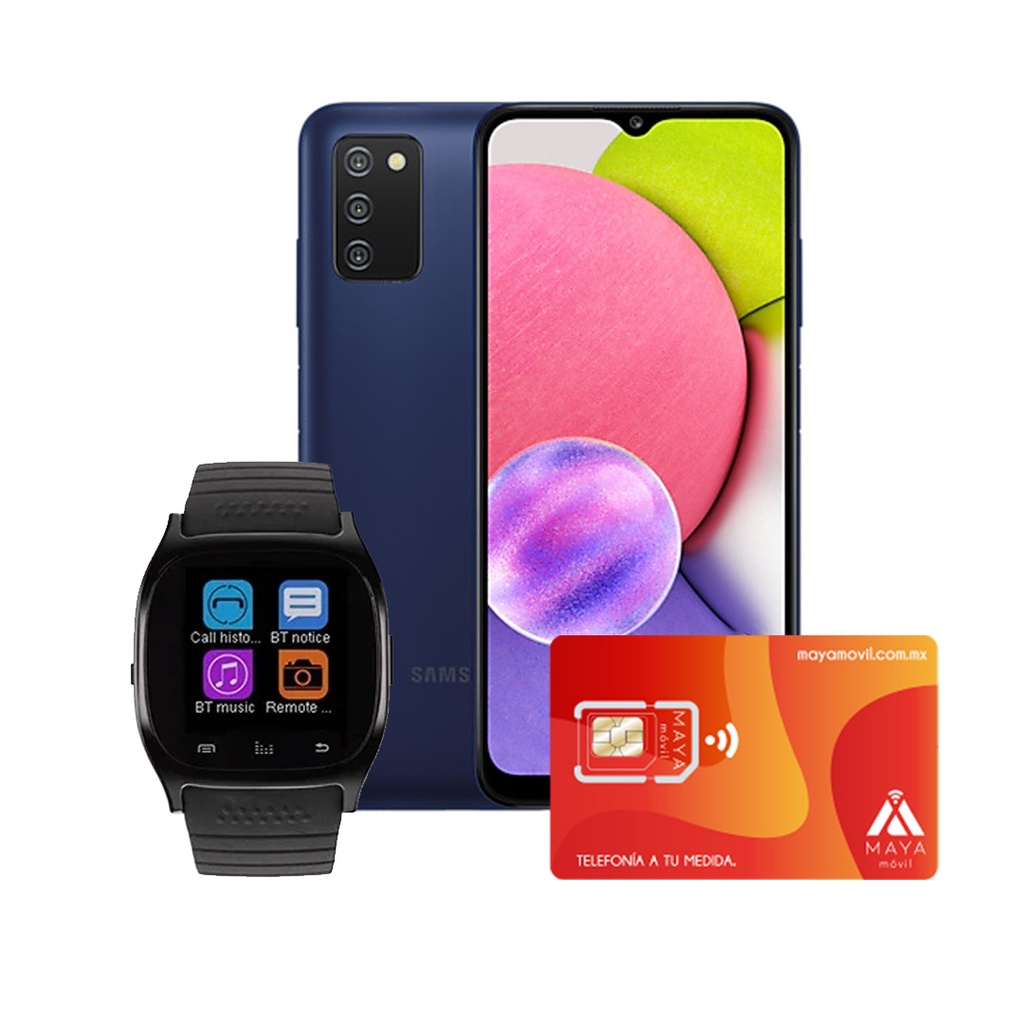 Samsung Galaxy A03S 6.5&quot; Dual Sim con servicio Maya Movil Plus gratis y SmartWatch de regalo.