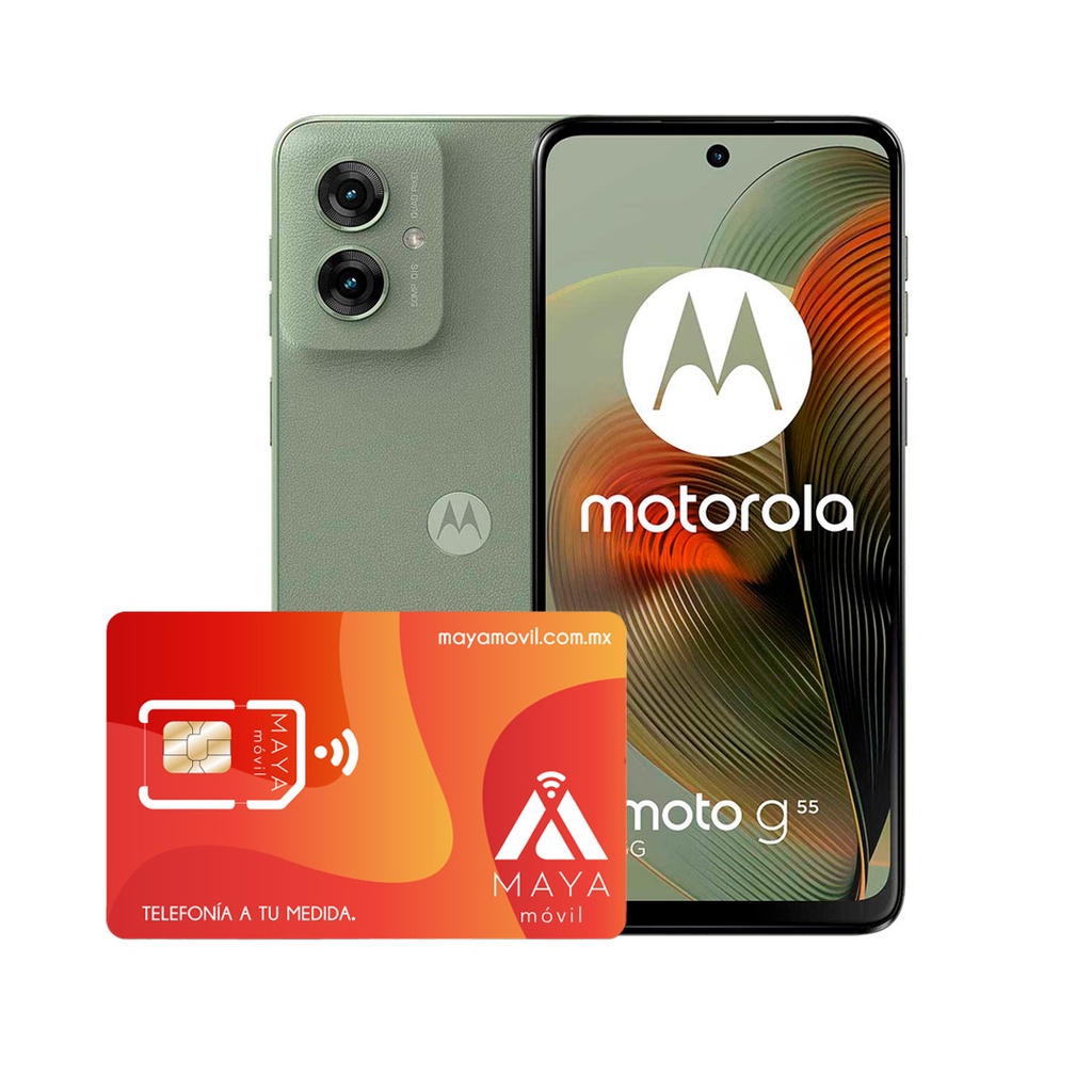 Moto G55 8GB, 256GB - Verde + Servicio Maya Móvil Plus 3GB vigencia 30 días