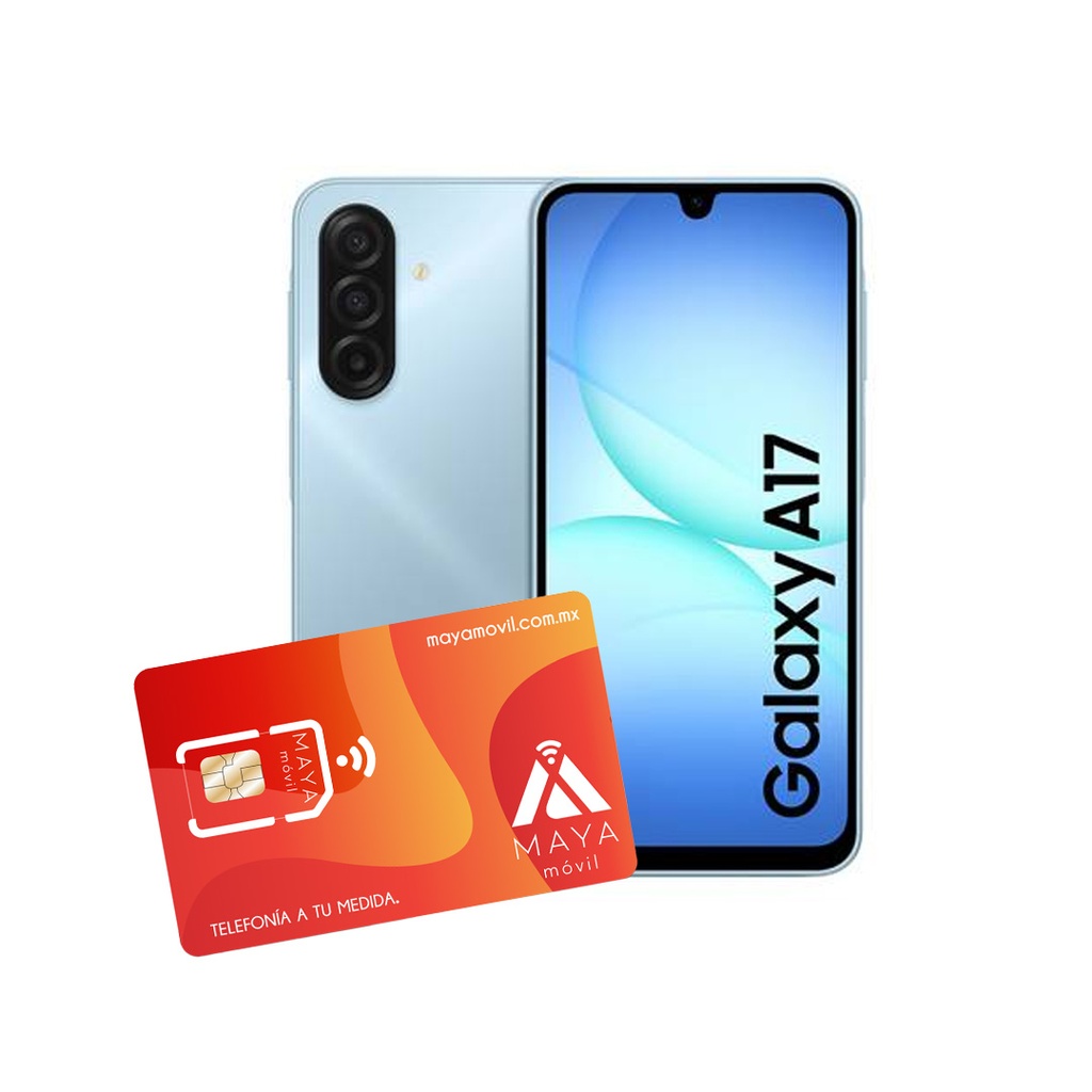 Samsung A17 6GB, 128GB - Azul claro + Servicio Maya Móvil Eco 2GB vigencia de 30 días.