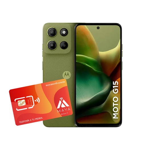 [PB6D0029CR/NEW] Motorola G15 4GB, 256GB - Verde + Servicio Maya Móvil Pro