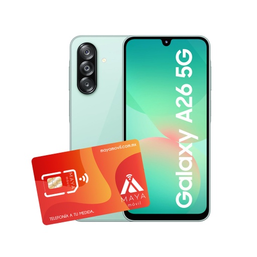 Samsung A26 8GB, 256GB - Verde + Servicio Maya Móvil Plus 3GB vigencia 30 días