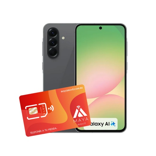 Samsung A56 5G 12GB, 256GB - Negro + Servicio Maya Móvil Plus 3GB vigencia 30 días