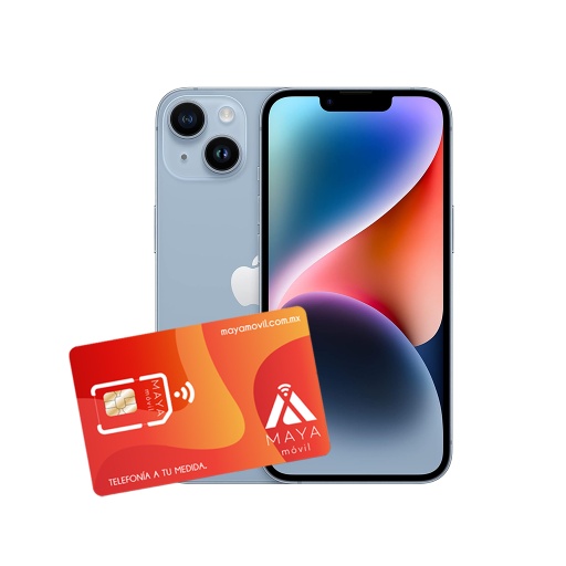 [IPH14-128GB-BL/RFB] iPhone 14 128GB Azul Reacondicionado Premium + SIM Maya Móvil 2GB