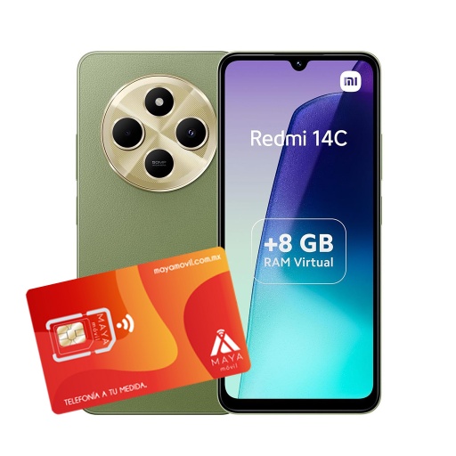 [X-Redmi14cAcceshormikVerde/NEW]] Plan anual Maya Móvil Standard 12GB + Equipo Xiaomi Redmi 14C 4GB, 128GB Verde