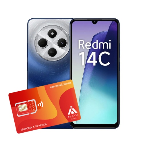 [X-Redmi14cAcceshormikBlue/NEW] Plan anual Maya Móvil Standard 12GB + Equipo Xiaomi Redmi 14C 4GB, 128GB - Midnight Blue