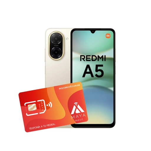 [64315/NEW] Redmi A5 3GB Ram 64GB Dorado + SIM Maya Móvil prepago 2GB por 30 días.