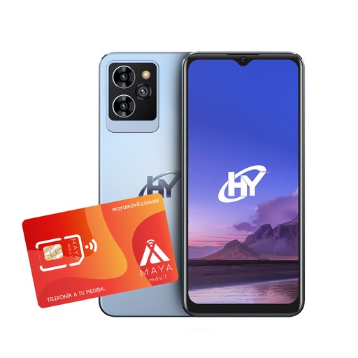 [HY65PA1402NABL/NEW] Celular HYLine Pro-Azul - 6GB - 128GB + Plan anual Maya Móvil Premium 15GB